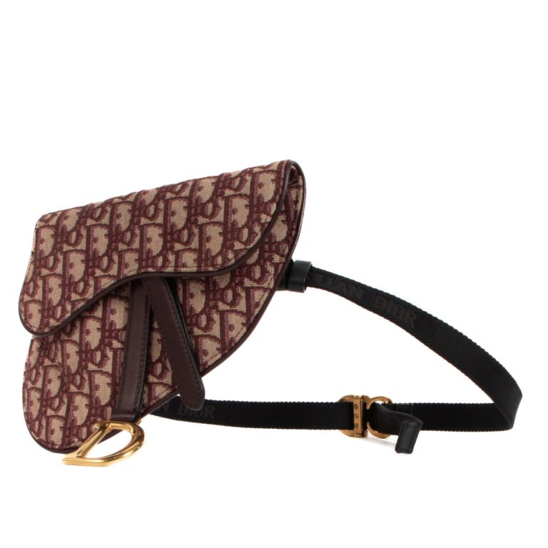 Dior Burgundy Oblique Canvas Saddle Belt Pouch