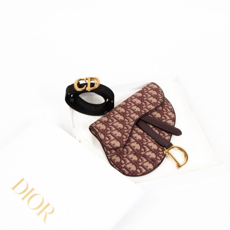 Dior Burgundy Oblique Canvas Saddle Belt Pouch