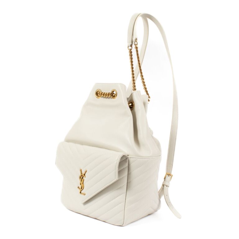 Saint Laurent Vintage White Leather Joe Backpack ○ Labellov