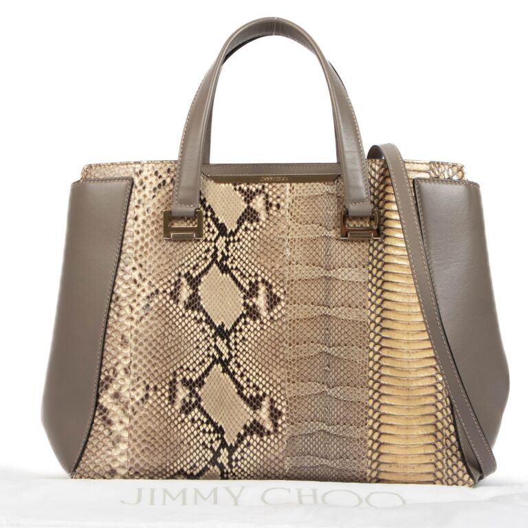 Jimmy Choo Taupe Alfie Snakeskin Shoulder Bag Labellov Buy