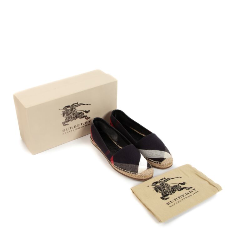 Burberry Navy Check Cotton Espadrilles size 40 Labellov
