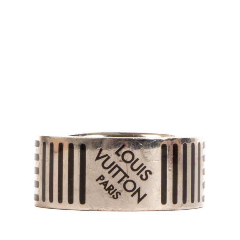 Louis Vuitton Enamel Damier Black Ring - Brass Band, Rings - LOU678101