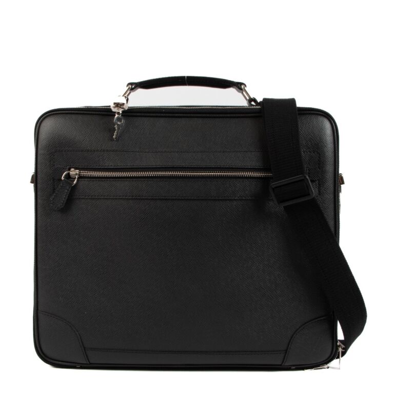 Louis Vuitton Black Taiga Leather Odessa Briefcase ○ Labellov