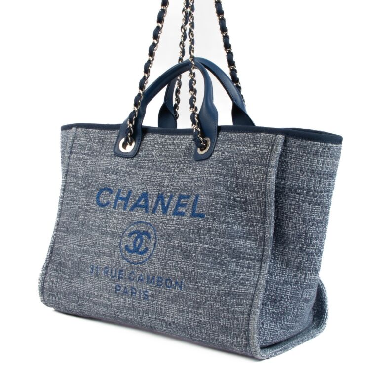 blue chanel deauville tote large
