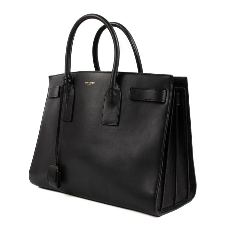 Saint Laurent Black Leather Sac De Jour Medium Tote Bag