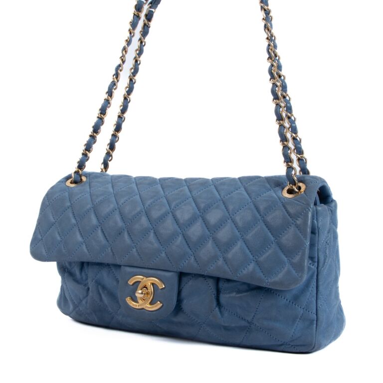 Chanel Blue Iridescent Calfskin Medium Classic Flap Bag