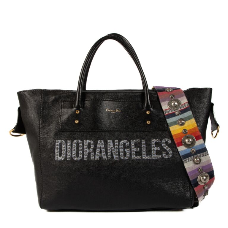 Christian Dior Black Studded Diorangeles Tote Bag Labellov Buy and Sell Authentic Luxury