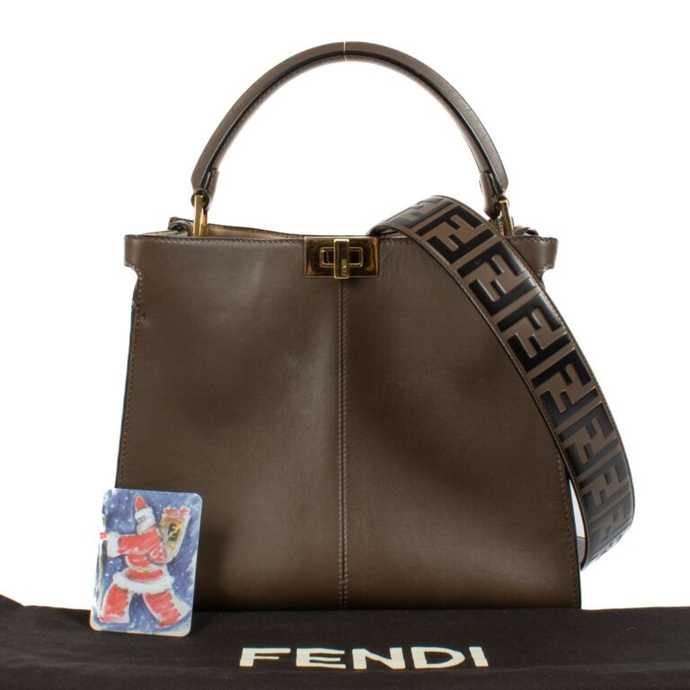 Fendi Brown Leather Peekaboo X-Lite Medium Bag ○ Labellov