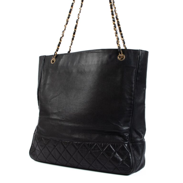 Chanel Vintage Black Calfskin Large Tote Bag ○ Labellov ○ Buy