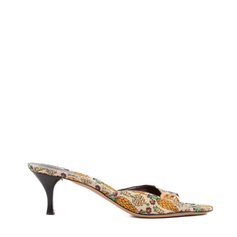 Gucci Pigna Print Canvas Mule Sandals Size 37 Labellov Buy