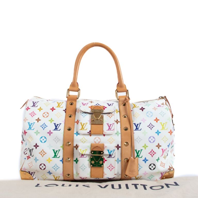 Louis Vuitton Keepall 45 Takashi Murakami White Multicolor Monogram Travel  Bag