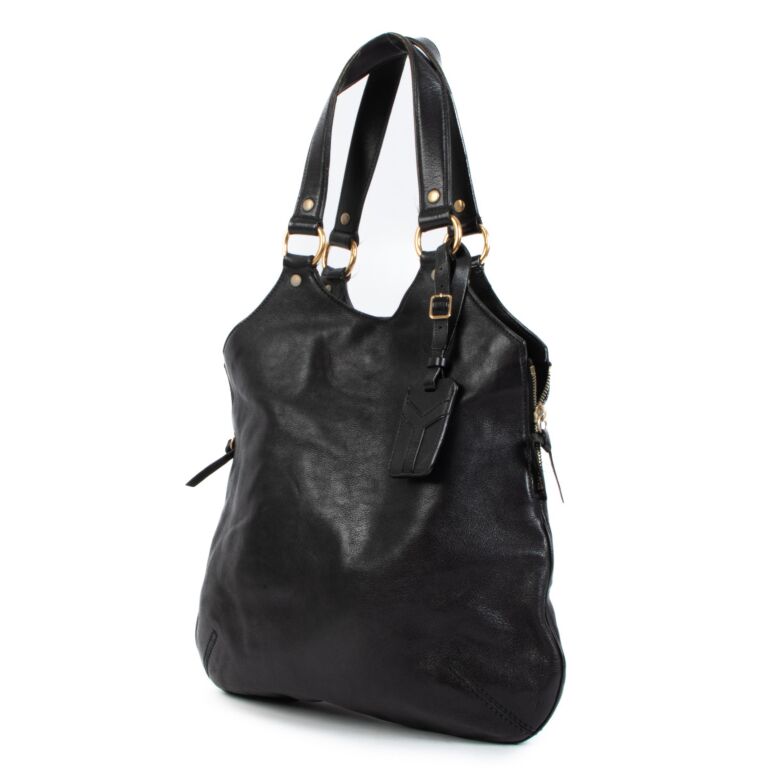 Yves Saint Laurent Black Calf Leather Small Tribute Tote Bag