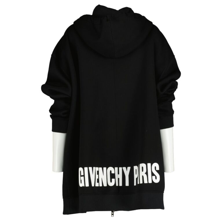 世界有名な Givenchy Black Hoodie Zip-Up Oversized Logo Neoprene トップス