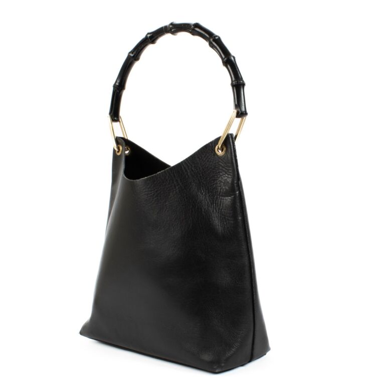 公式サイト Gucci Black Leather Bamboo Top Handle Bag ○ Labellov ○ Buy バッグ