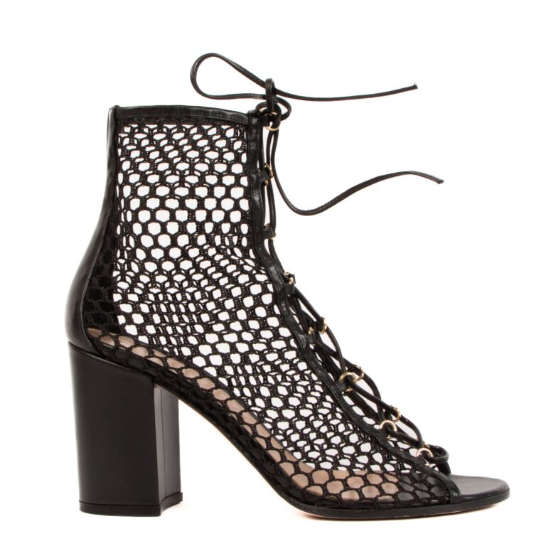 Gianvito Rossi Santana 85 Black Fishnet Boots Size 39