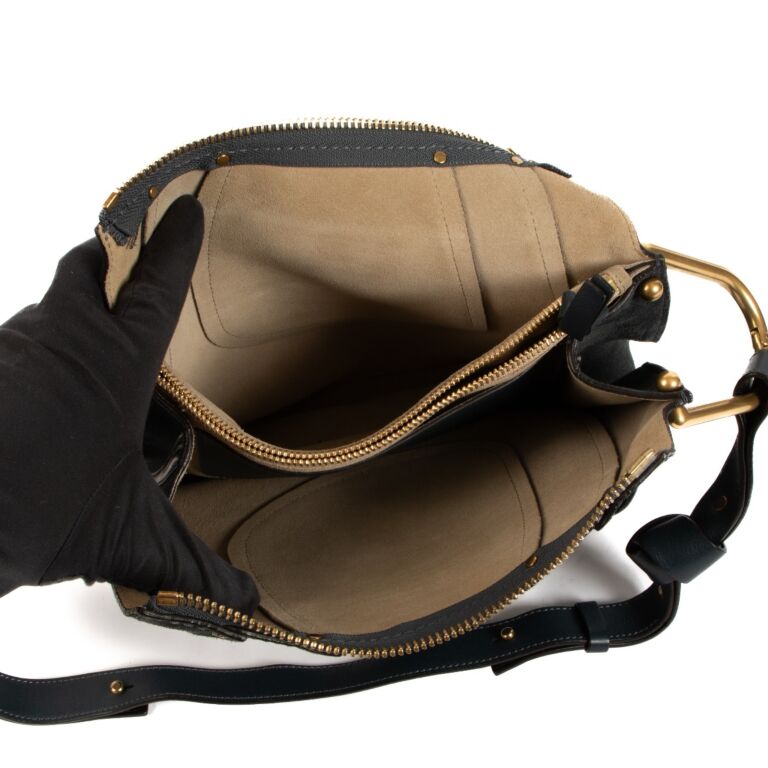 Chloé Hayley Petrol Suede Hobo Bag ○ Labellov ○ Buy and