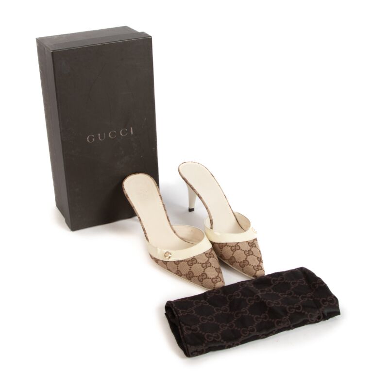Gucci monogram mules hot sale