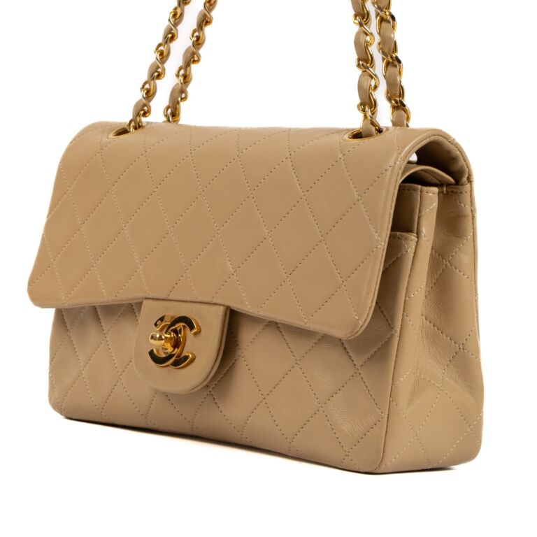 Chanel Beige Lambskin Small Classic Flap Bag Labellov Buy