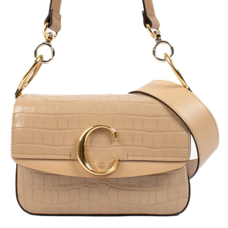 Chloe Beige Crocodile Embossed Small C Bag Labellov Buy and Sell Authentic Luxury