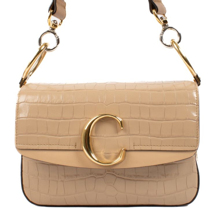 Chloe Beige Crocodile Embossed Small C Bag Labellov Buy and Sell Authentic Luxury