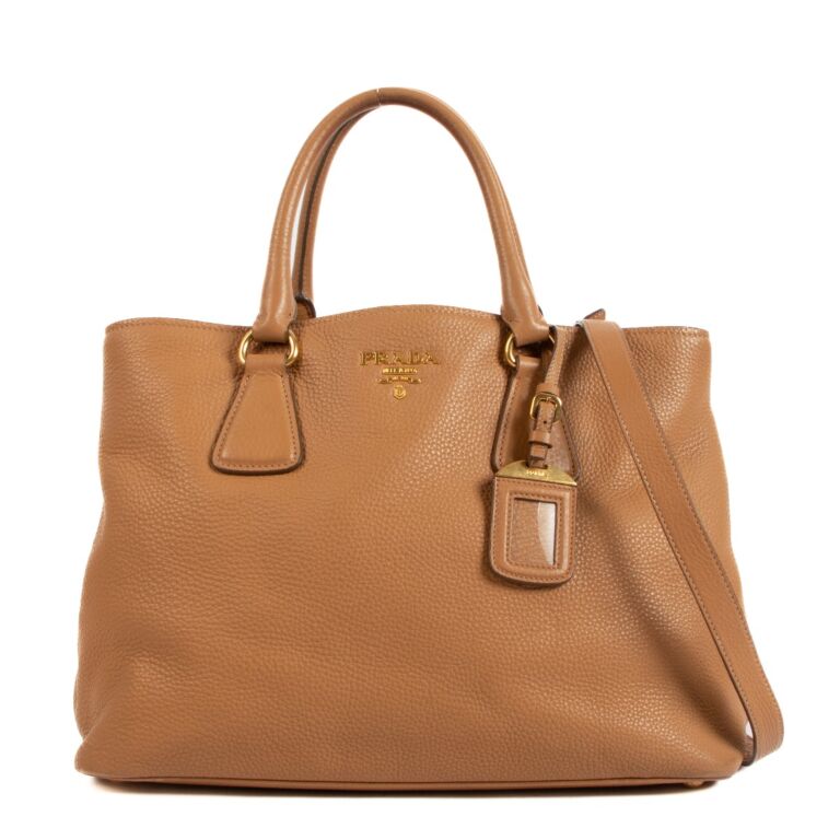 Prada Vitello Daino Camel Tote Bag Labellov Buy and Sell