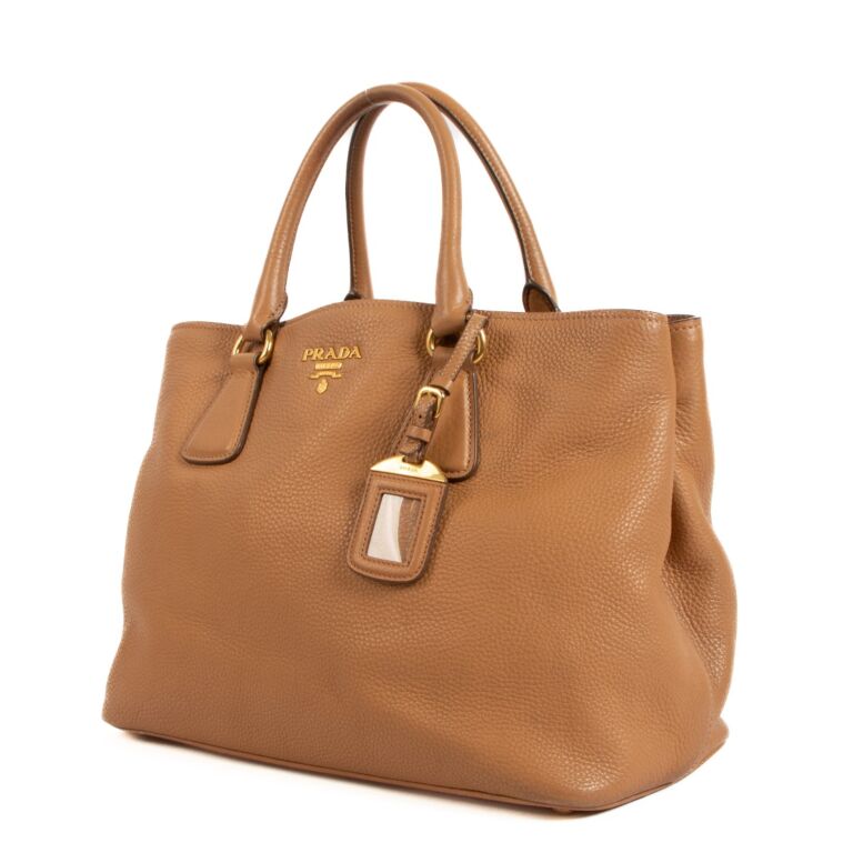 Prada Vitello Daino Camel Tote Bag Labellov Buy and Sell
