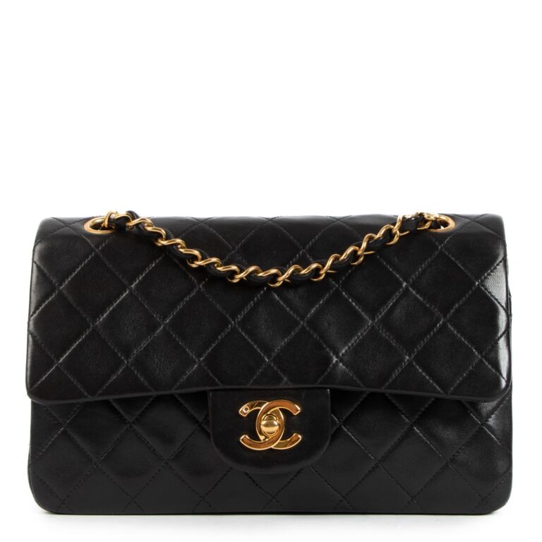 Chanel Vintage Black Lambskin Small Classic Flap Bag ○ Labellov