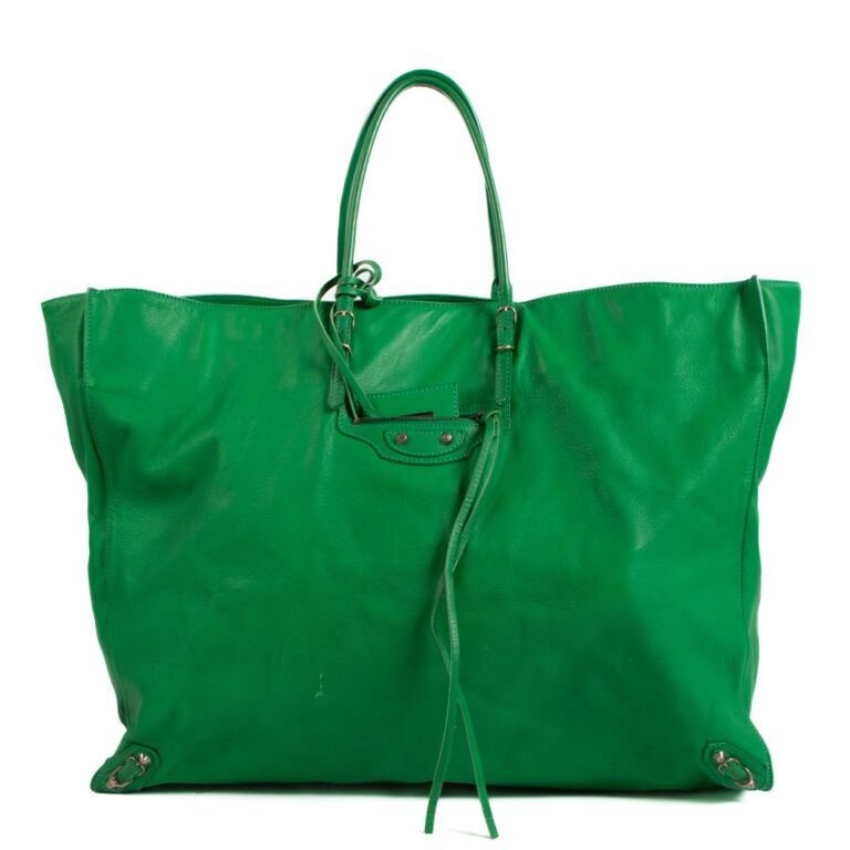 Balenciaga Green Papier XL Tote Bag ○ Labellov ○ Buy and