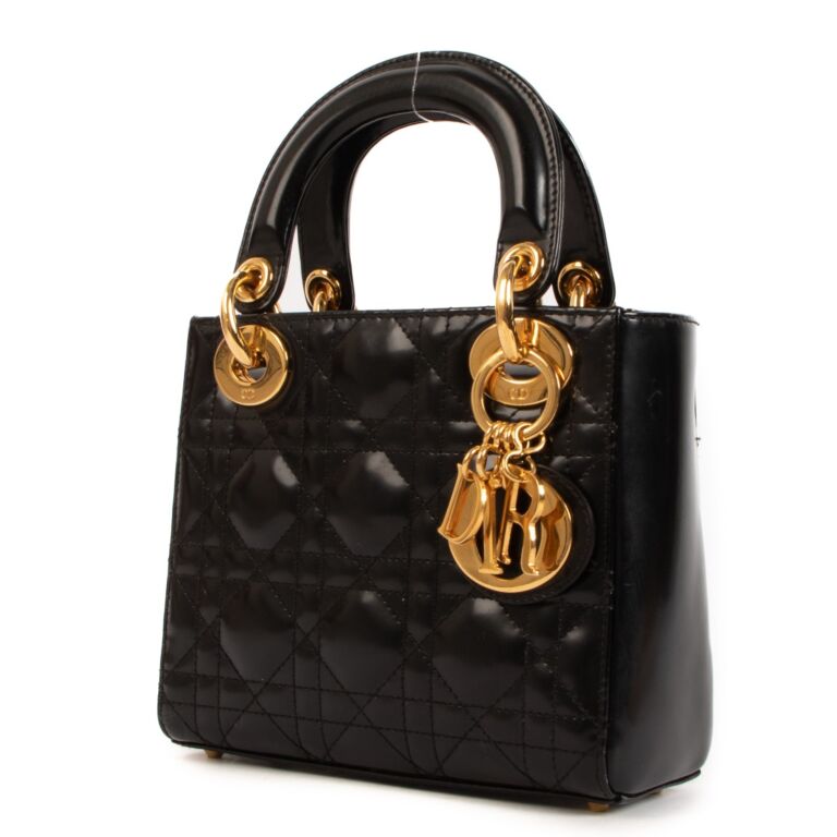 Christian Dior Vintage Mini Lady Dior Black Brushed Leather