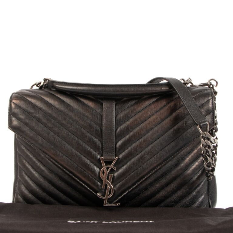 Saint Laurent Black Leather College Large Chain Shoulder Bag