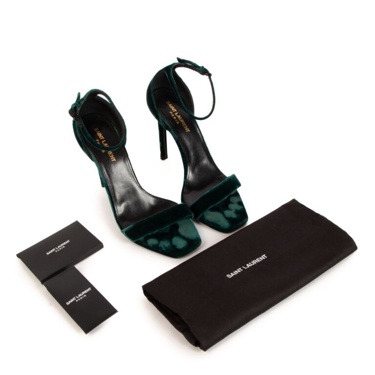 Saint Laurent Green Velvet Amber 105 Sandals size 38 5
