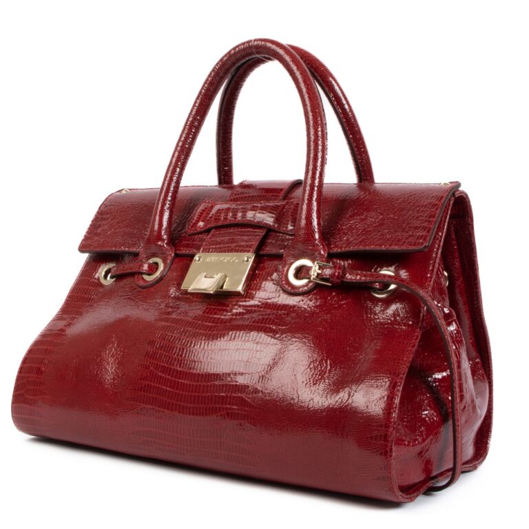 Jimmy Choo Rosalie Red Lizard Embossed Handbag Labellov Buy