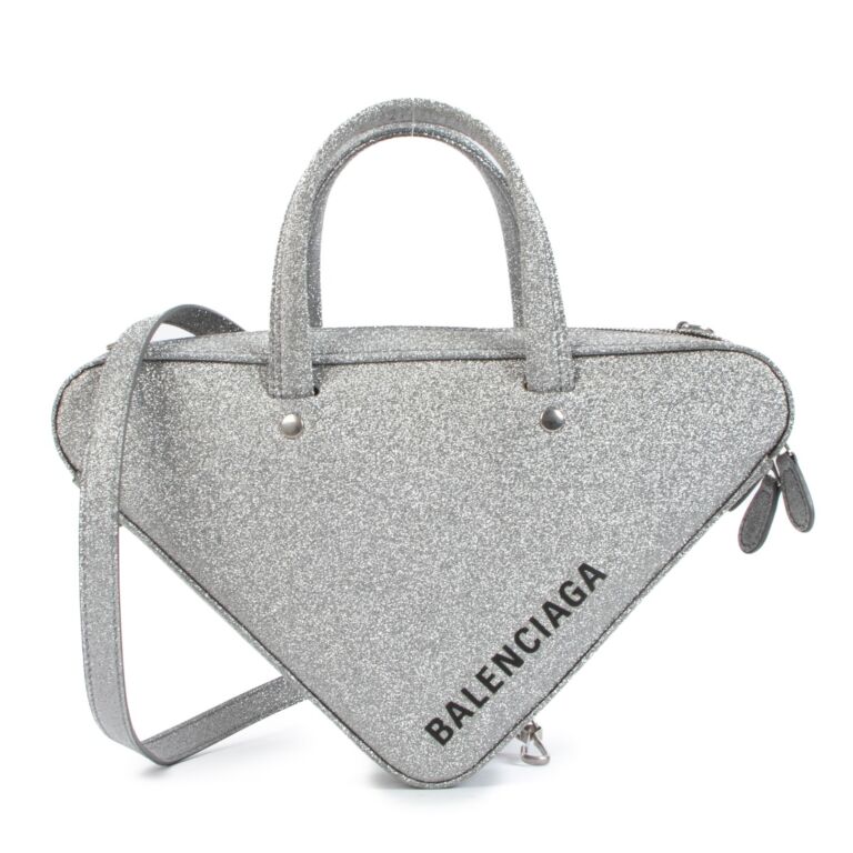 Balenciaga triangle hotsell glitter bag