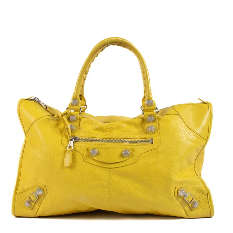 Balenciaga Curry Yellow Arena Giant Work Bag Labellov Buy and Sell Authentic Luxury