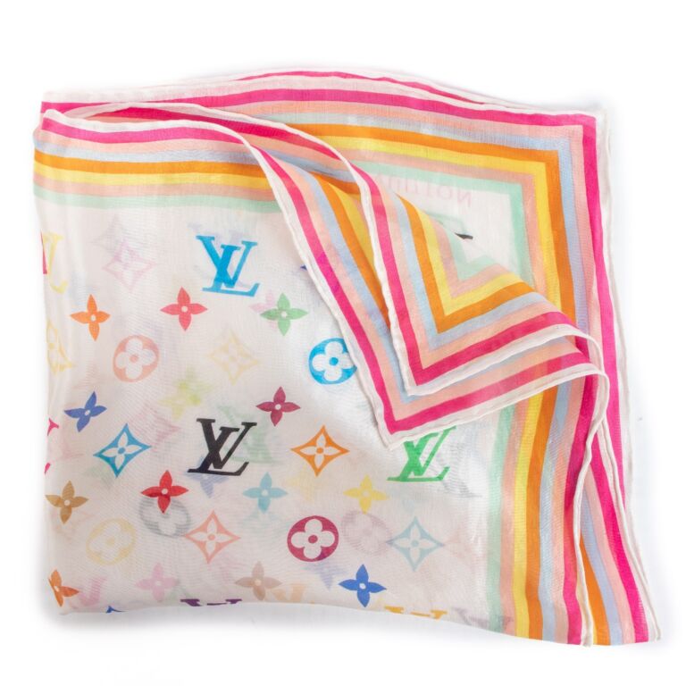 Louis Vuitton Tadashi Murakami Multicolor Monogram Silk Scarf