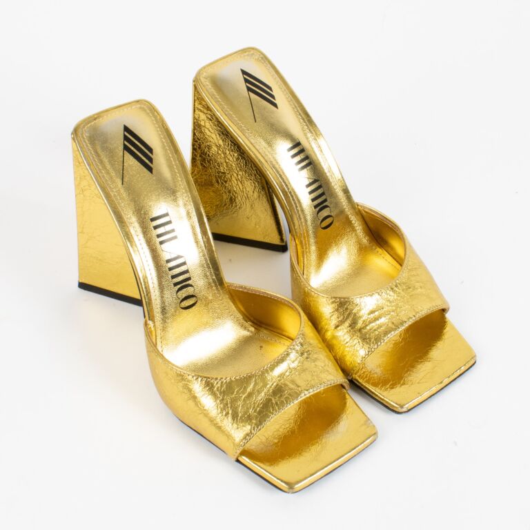 The Attico Gold Patent Leather Devon Sandals - Size 39