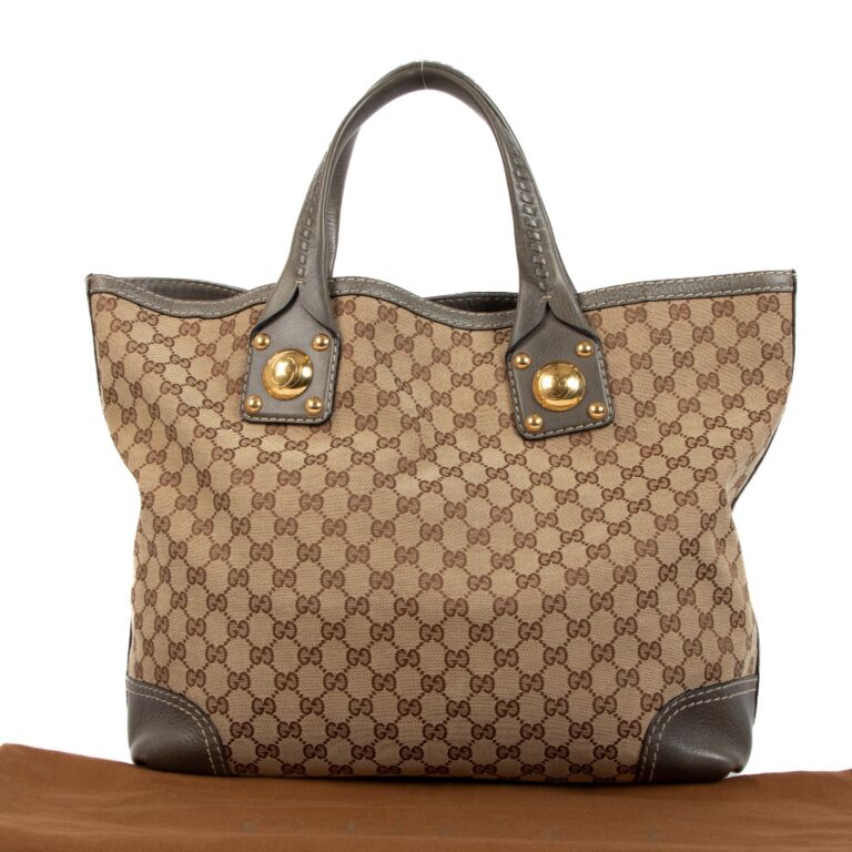 Gucci Black GG Canvas Large Shopping Tote Bag - Yoogi's Closet