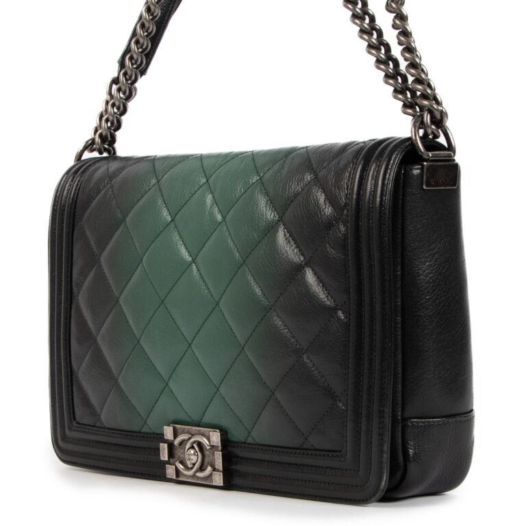 Chanel Green Ombre Quilted Goatskin Maxi Boy Bag Labellov