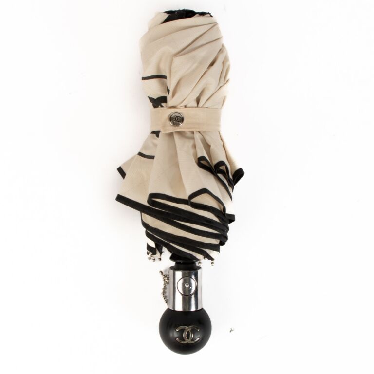 Chanel Beige Umbrella with Quilted Nylon Chain Link Shoulder Bag