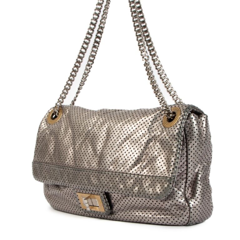 CHANEL Flap Bag Reissue 2.55 Drill Perforated GOLD Baguette Style