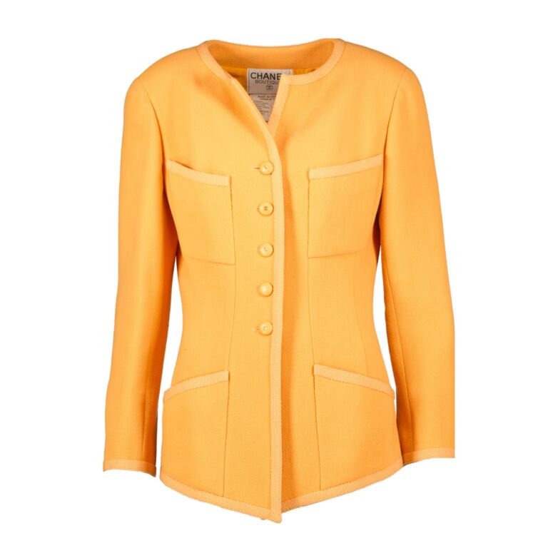 Chanel Colletion 28 Vintage Orange Wool Jacket Size FR 40 Labellov Buy and Sell Authentic Luxury