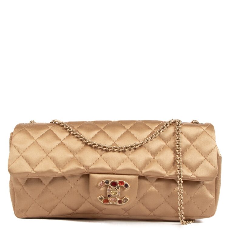 Chanel Beige Satin Jewelled CC East West Flap Bag ○ Labellov ○ Buy and Sell  Authentic Luxury
