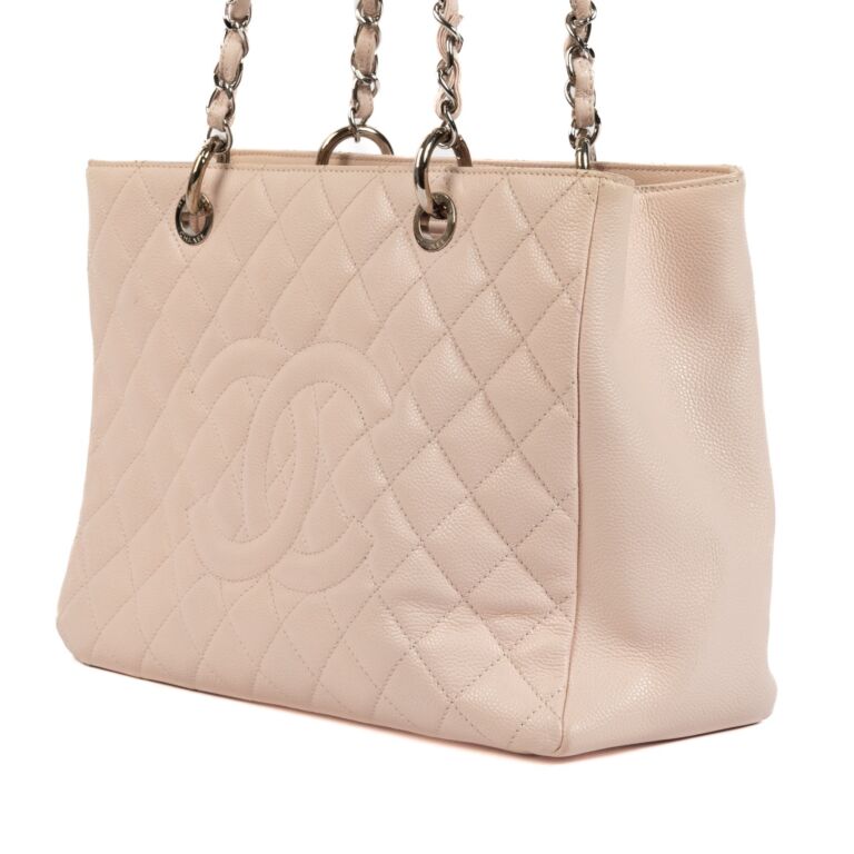 CHANEL Grand Shopping Tote GST Chain Hand Tote Bag Pink Caviar