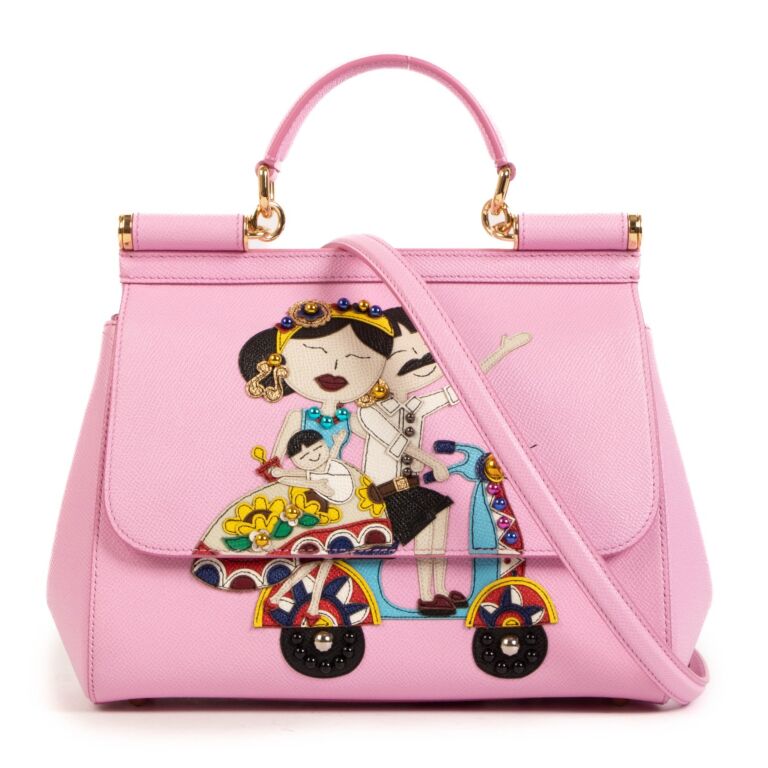 DOLCE & GABBANA Bag Purse MISS SICILY Pink Dauphine Leather Hand