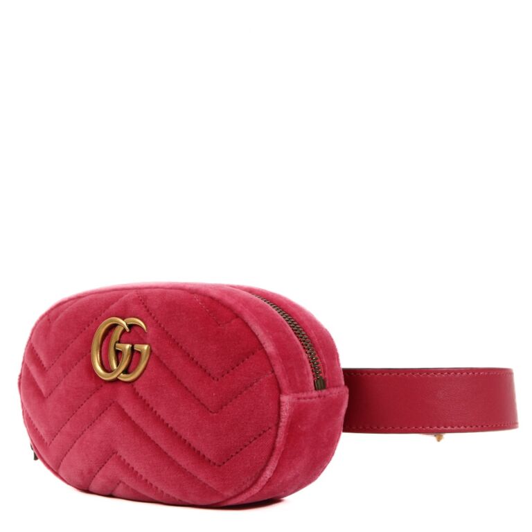 Gucci GG Marmont Matelass Pink Velvet Belt Bag Labellov Buy