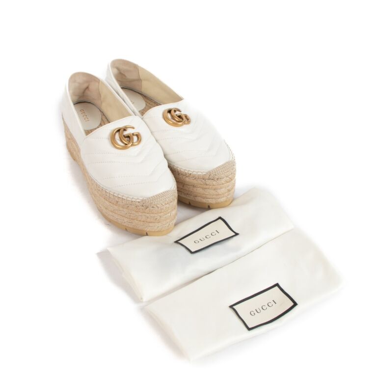 Gucci White GG Marmont Platform Espadrilles - size 39