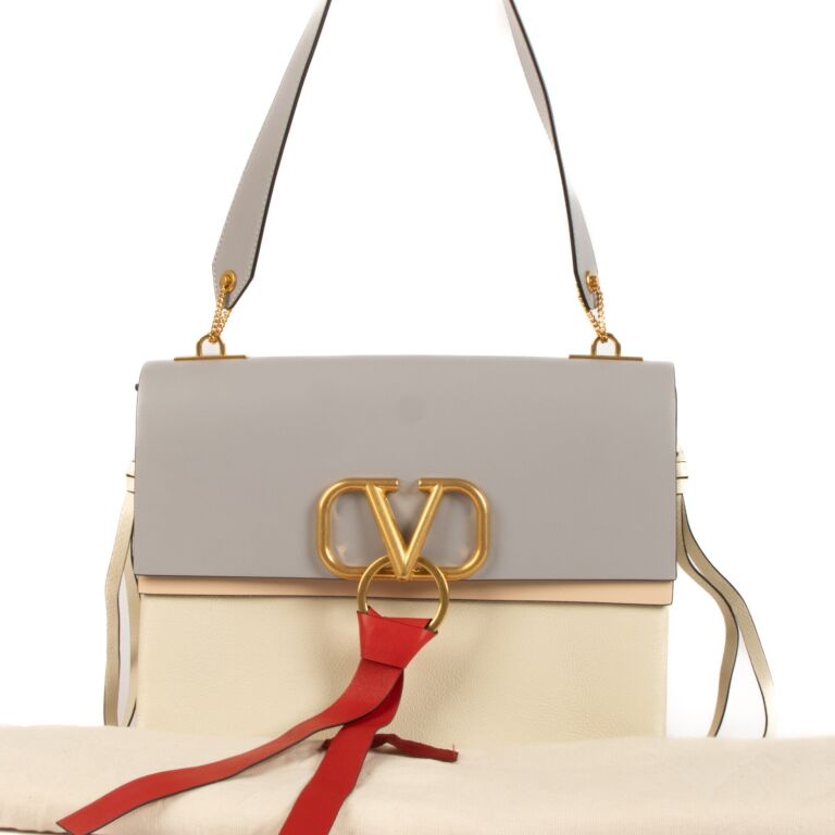 Valentino Garavani Smooth Calfskin Multicolor VRing Shoulder Bag Labellov Buy and Sell Authentic Luxury