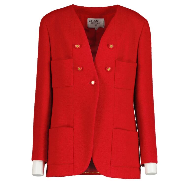 Chanel Red Tweed Jacket ○ Labellov ○ Buy and Sell Authentic Luxury