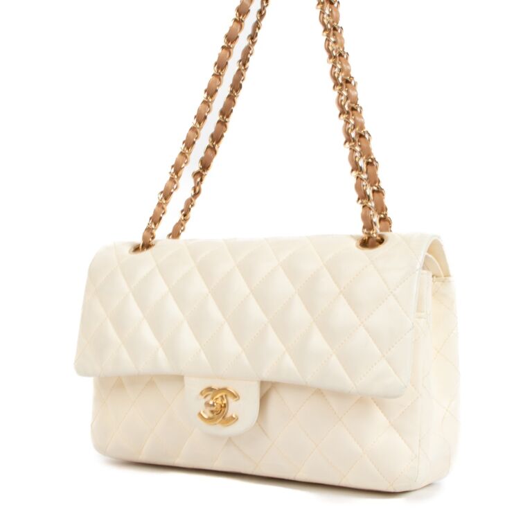 Chanel Cream Calfskin Medium Classic Flap Bag ○ Labellov ○ Buy