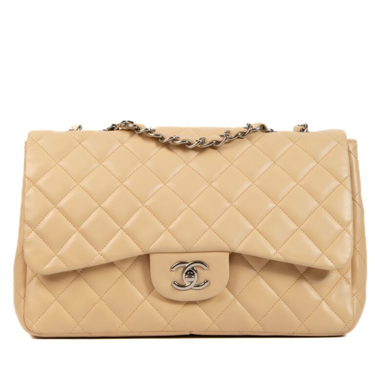 Chanel Beige Calfskin Large Classic Single Flap Bag ○ Labellov ○ Buy and  Sell Authentic Luxury